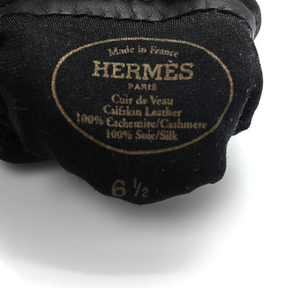 Hermes Cashmere Calfskin Helsinki Gloves 6.5 Black 3 of 5