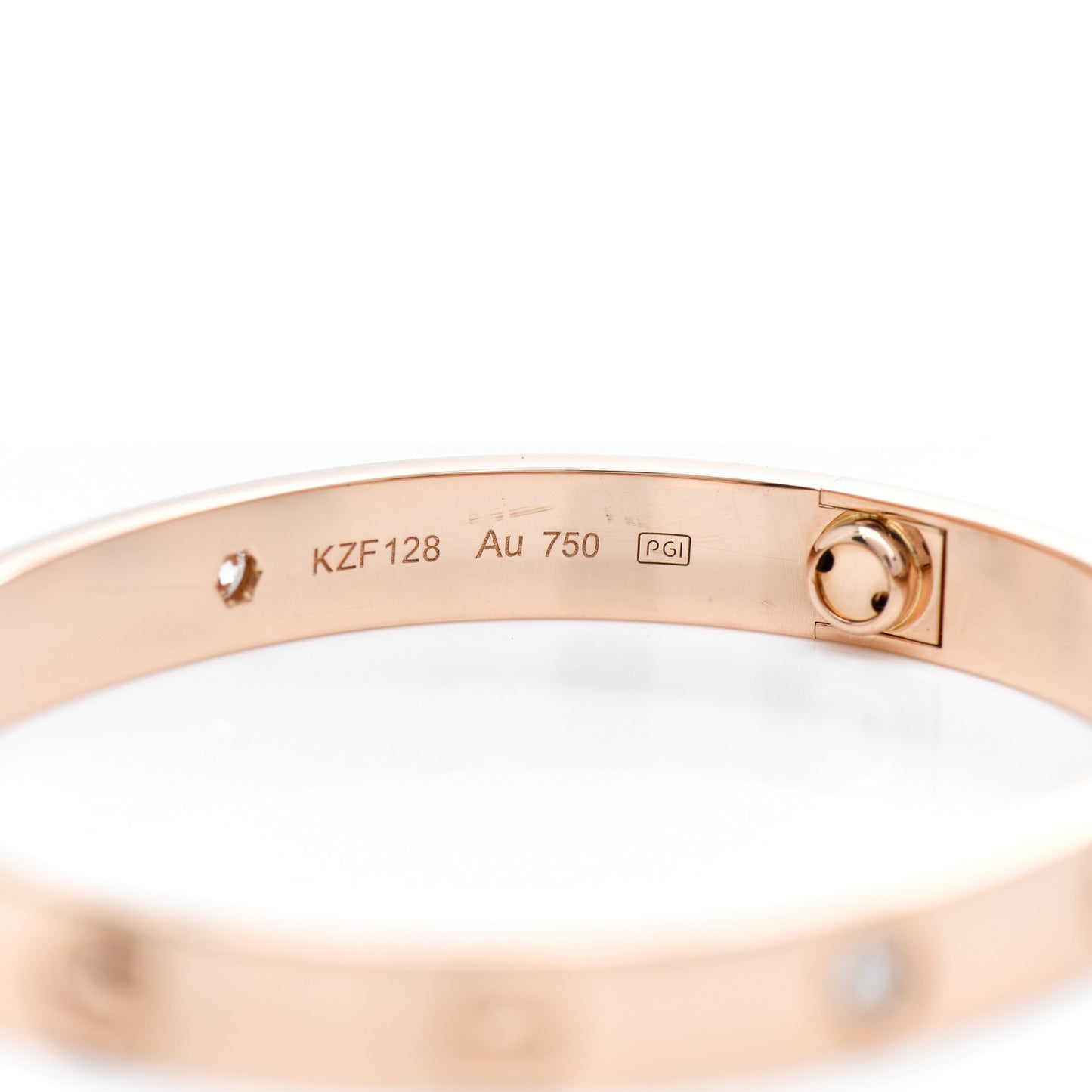 18K Pink Gold 4 Diamond LOVE Bracelet 16