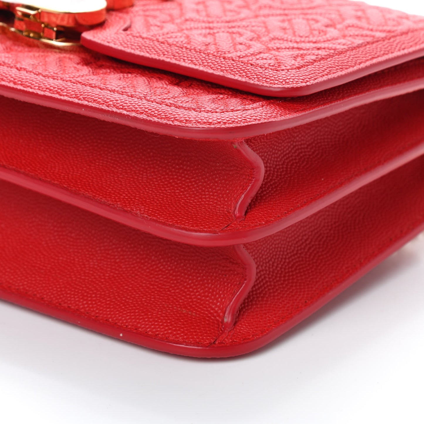 Grainy Calfskin Monogram Embossed Small TB Chain Bag Bright Red