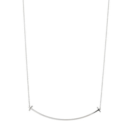 Tiffany Sterling Silver Large T Smile Pendant Necklace 1 of 5