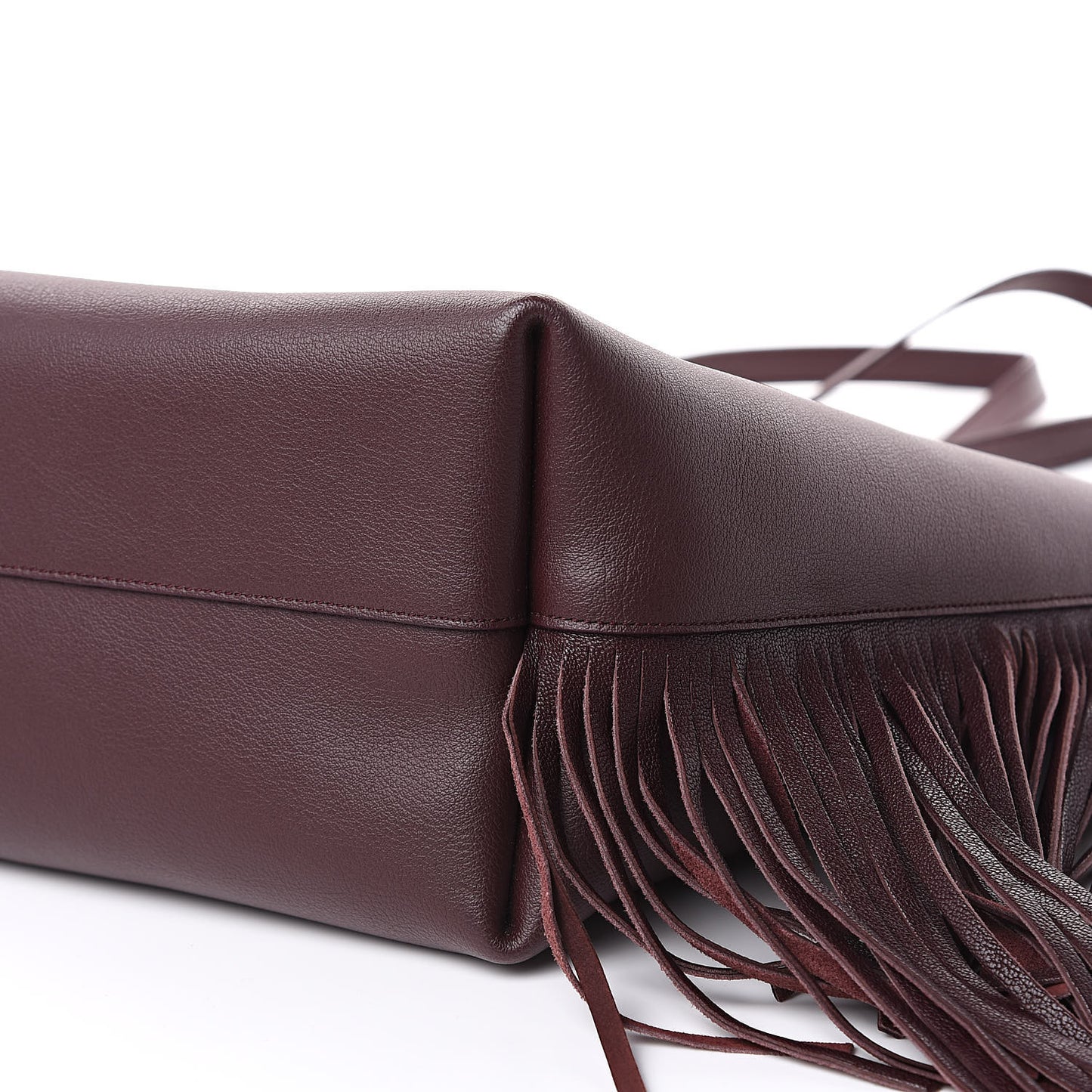 Calfskin Large Fringe Shopping Tote Amaranto