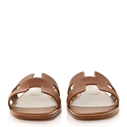 Hermes Box Calfskin Oran Sandals 40 Gold 2 of 8