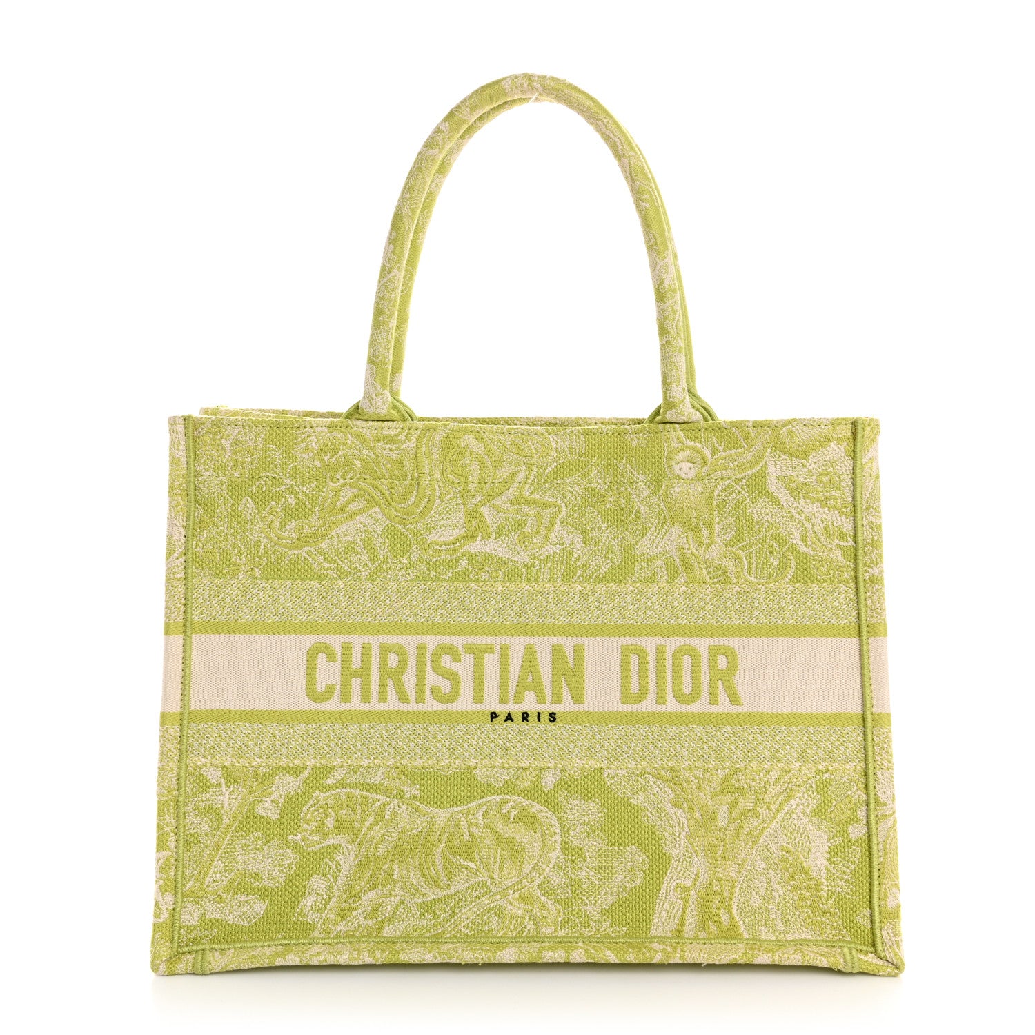 Christian Dior Canvas Embroidered Medium Dioriviera Toile De Jouy Book Tote D-Lite Green 1 of 13