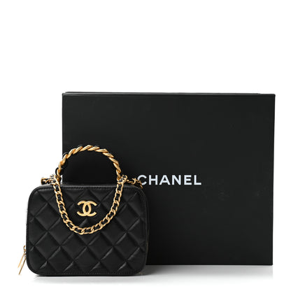 Chanel Lambskin Quilted Top Handle Small Vanity Case Black 13 of 13