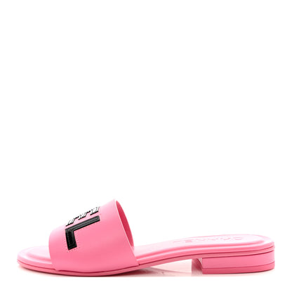Chanel Calfskin Patent Calfskin Logo Mules 36 Pink Black 1 of 10