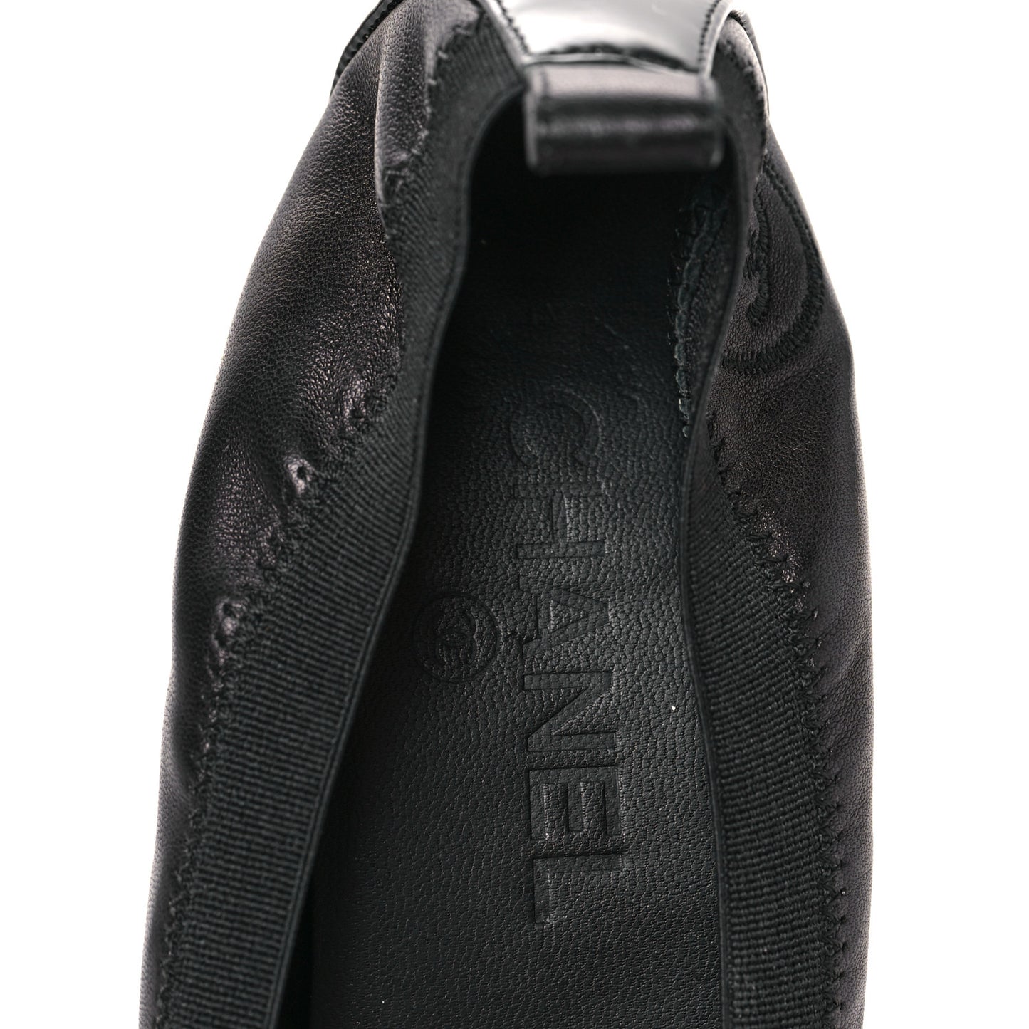 Lambskin Patent CC Elastic Stretch Pumps 39.5 Black