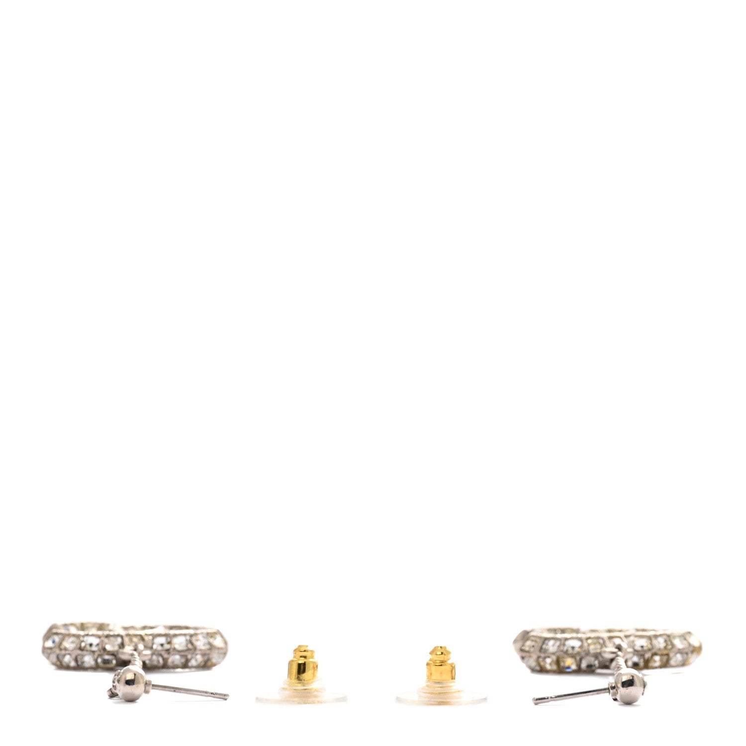 Chanel Baguette Crystal CC Drop Earrings Silver 3 of 4