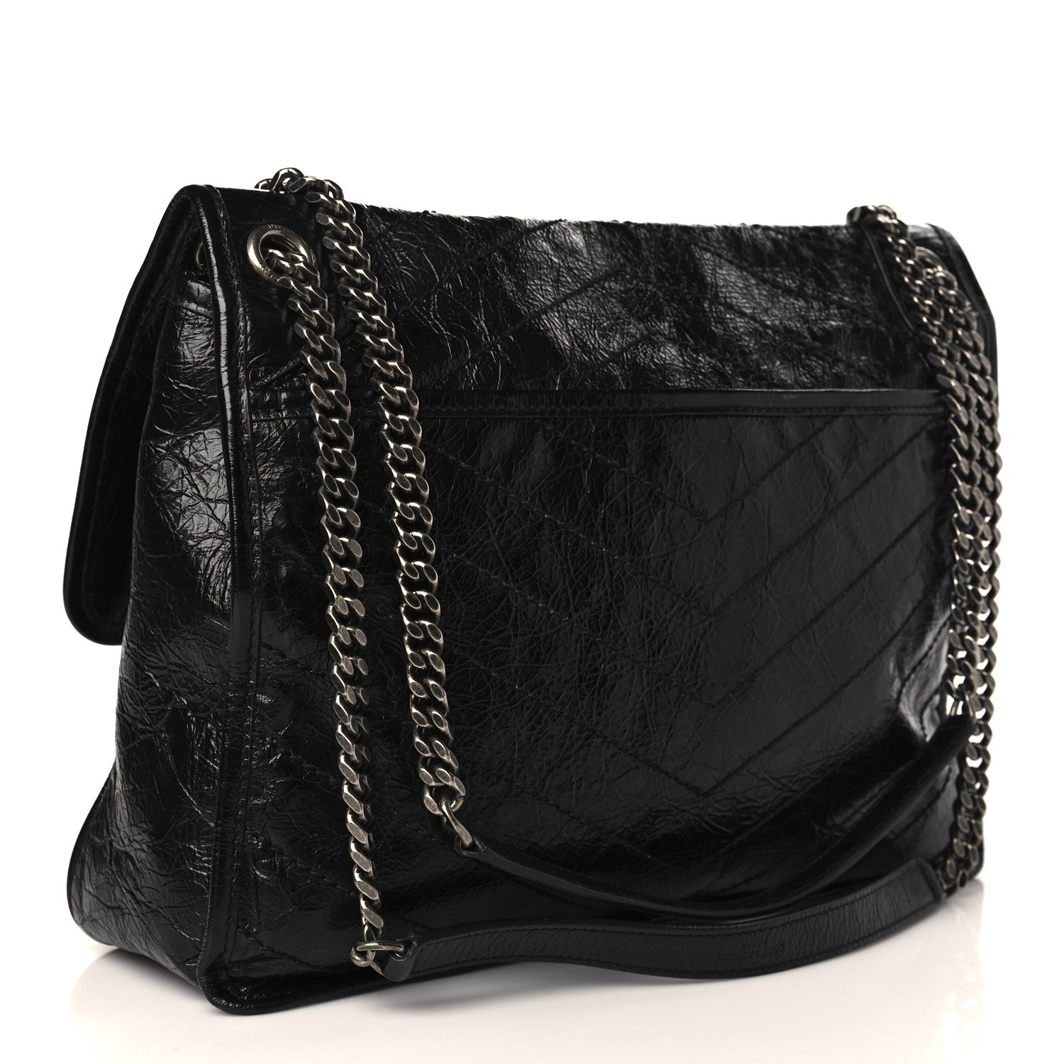 Saint Laurent Crinkled Calfskin Matelasse Monogram Large Niki Chain Satchel Black 2 of 9