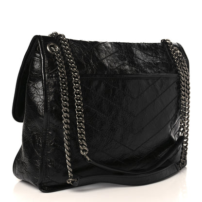 Saint Laurent Crinkled Calfskin Matelasse Monogram Large Niki Chain Satchel Black 2 of 9