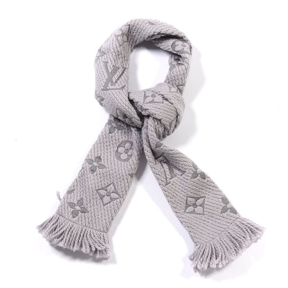 Louis Vuitton Wool Silk Logomania Scarf Pearl Grey 2 of 4