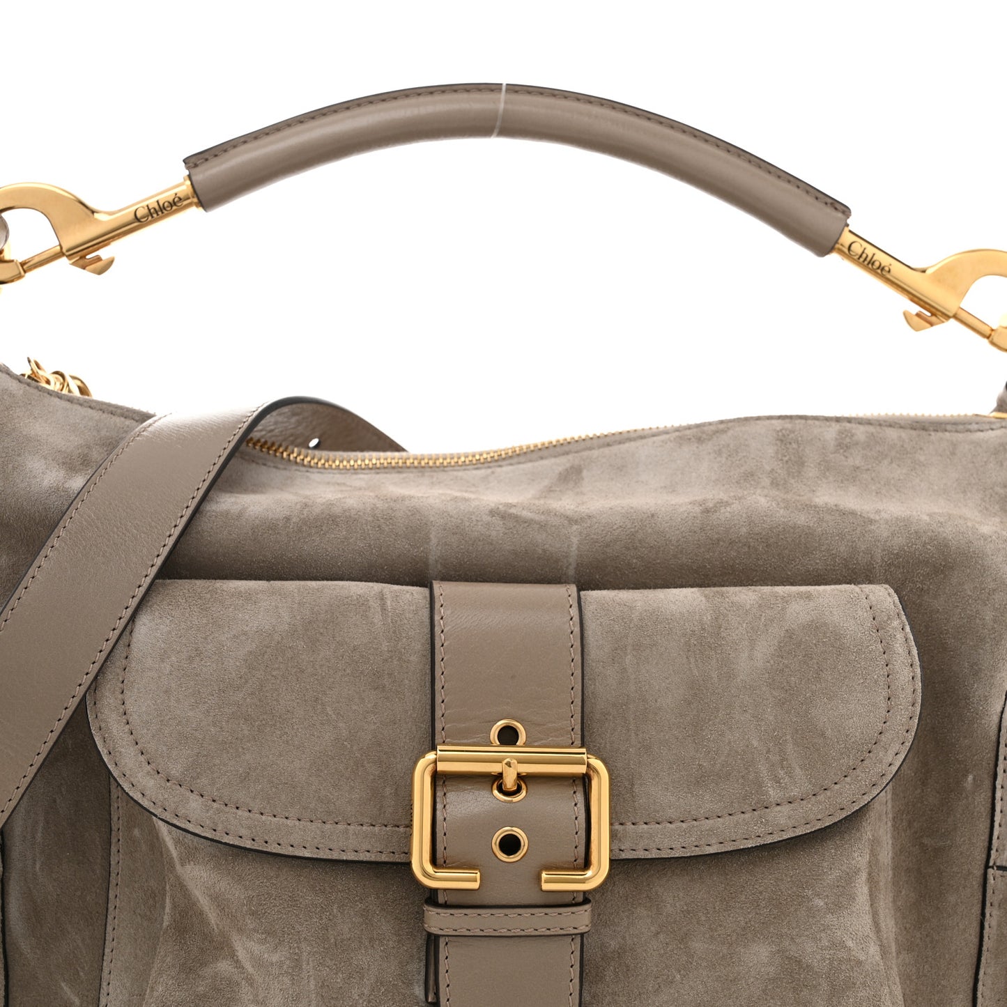 Suede Calfskin Medium Double Carry Camera Bag Motty Grey