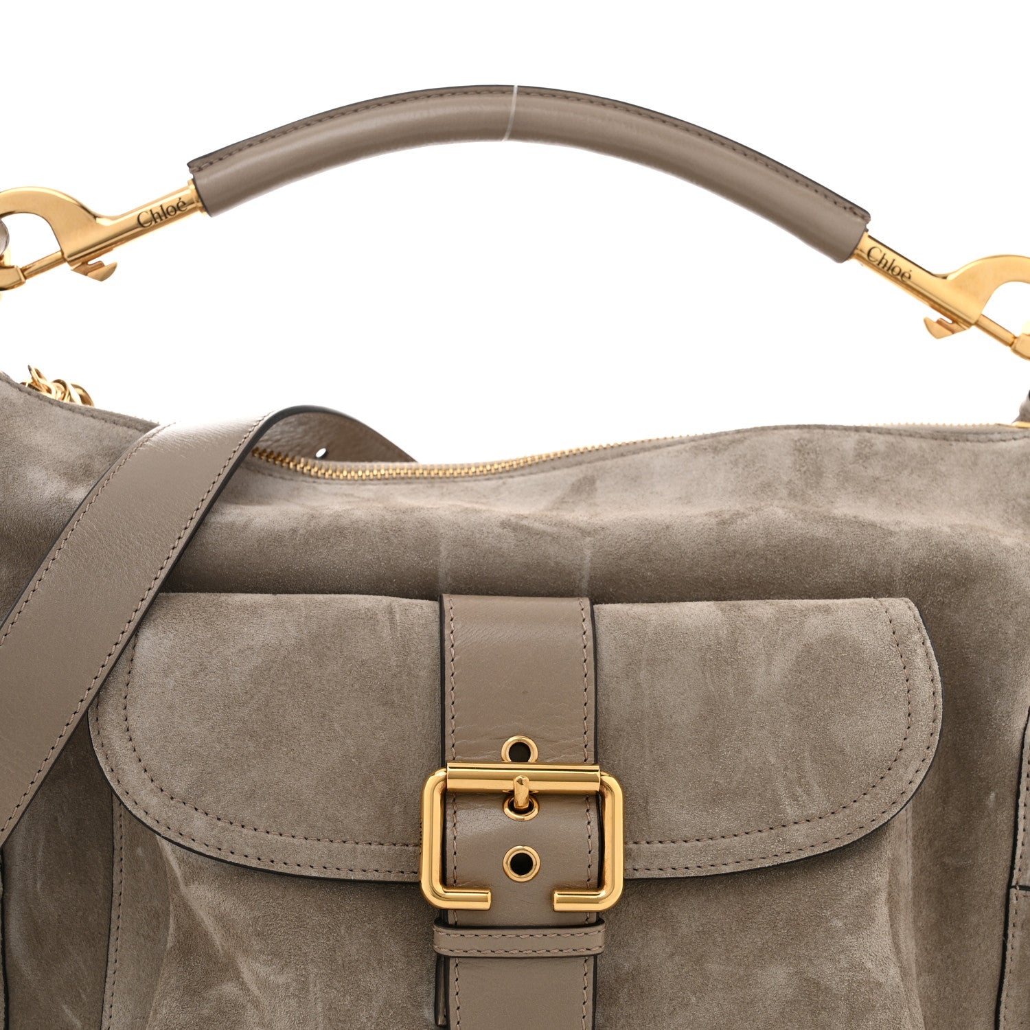 Chloe Suede Calfskin Medium Double Carry Camera Bag Motty Grey 8 of 11