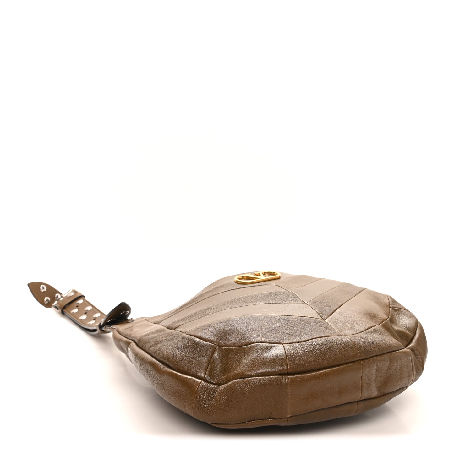Shiny Nappa Chevron Patchwork Small Hoboho Bag Tundra
