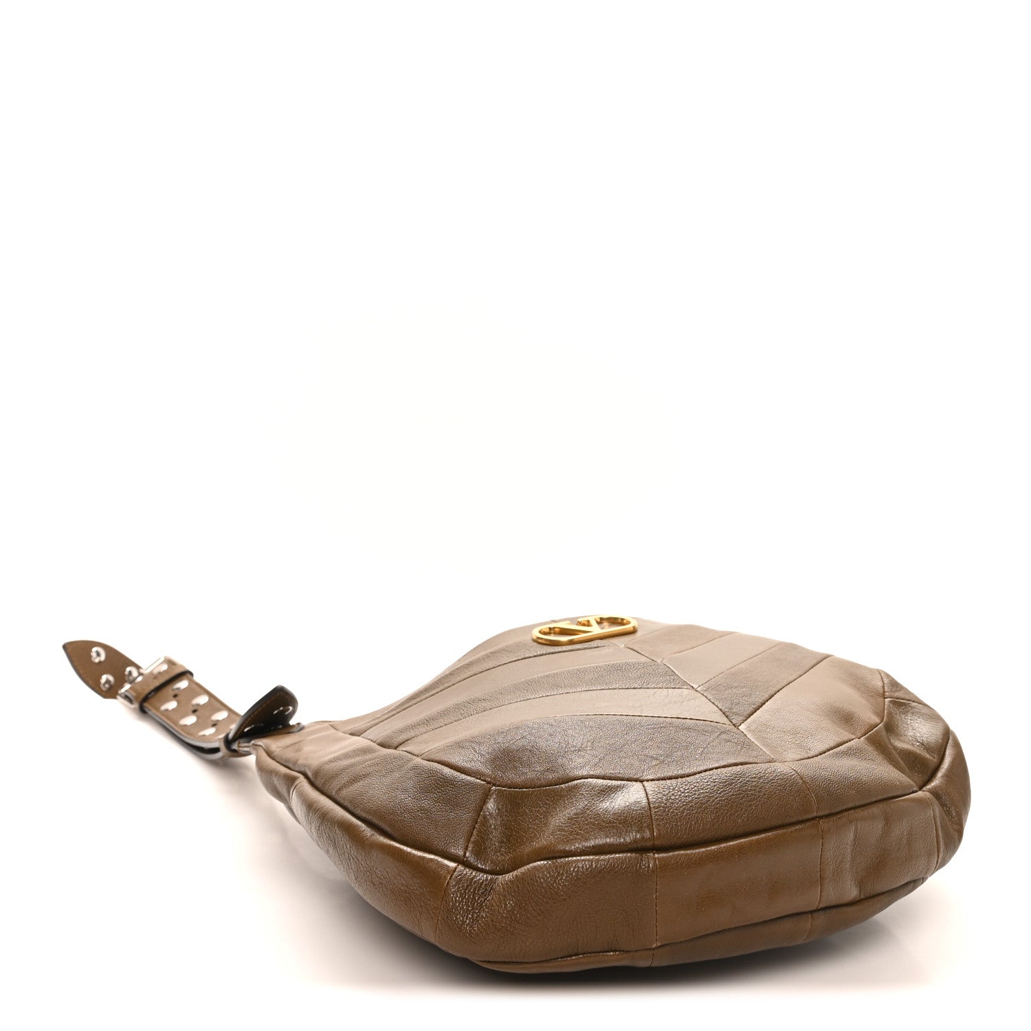 Valentino Garavani Shiny Nappa Chevron Patchwork Small Hoboho Bag Tundra 3 of 8