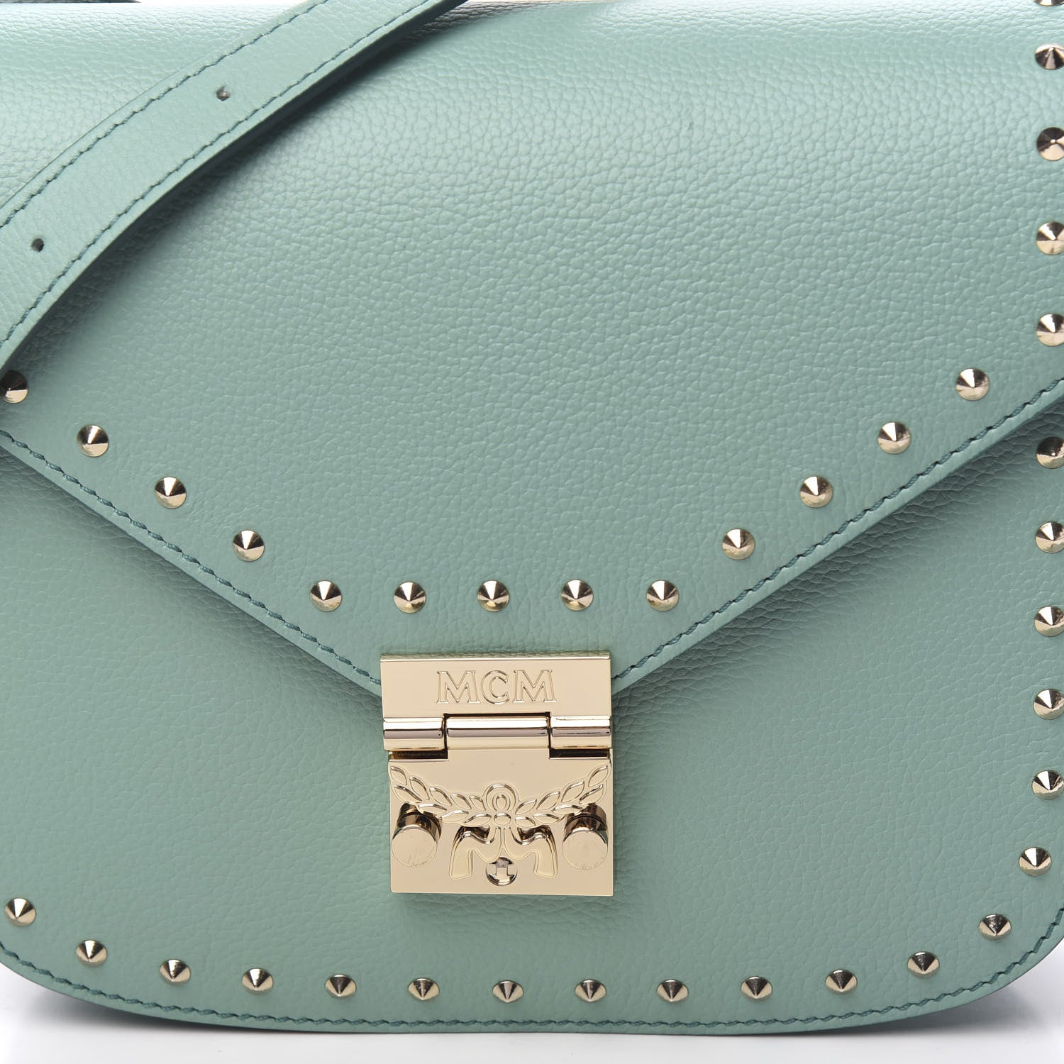 MCM Calfskin Studded Patricia Crossbody Bag Mint 11 of 11
