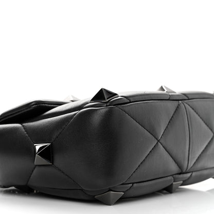 Valentino Garavani Nappa Monochrome Medium Roman Stud Shoulder Bag Black 8 of 19