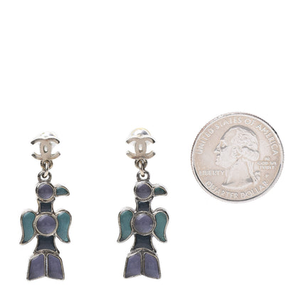 Chanel Gripoix Poured Glass Totem Bird CC Drop Earrings Multicolor 2 of 7