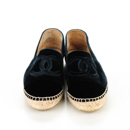 Chanel Velvet CC Espadrilles 40 Navy Black 3 of 10