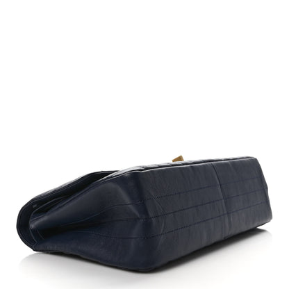 Chanel Crumpled Calfskin Chevron Quilted 2.55 Reissue 226 Navy Blue 4 of 10