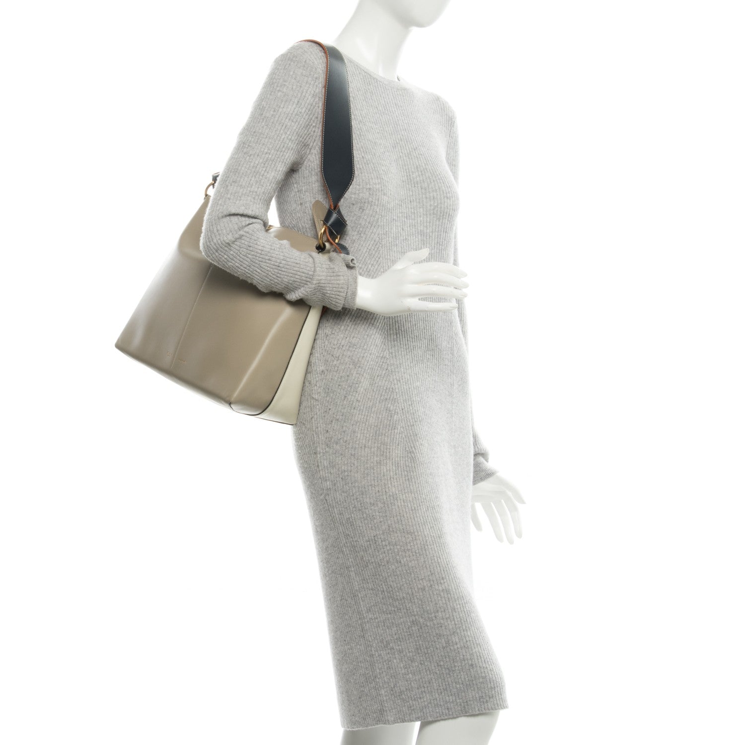 Celine Shiny Smooth Calfskin Zipped Twisted Cabas Beige White 2 of 7