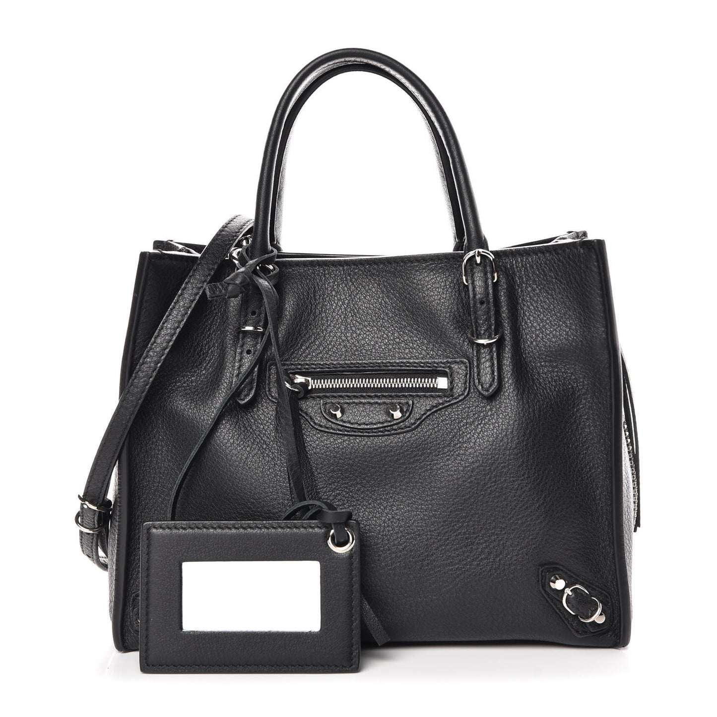 Grained Calfskin Papier Mini A4 Zip Around Tote Black