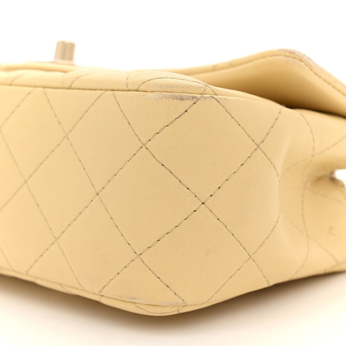 Lambskin Quilted Mini Rectangular Flap Light Yellow