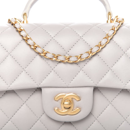 Chanel Lambskin Quilted Mini Top Handle Rectangular Flap Grey 10 of 11