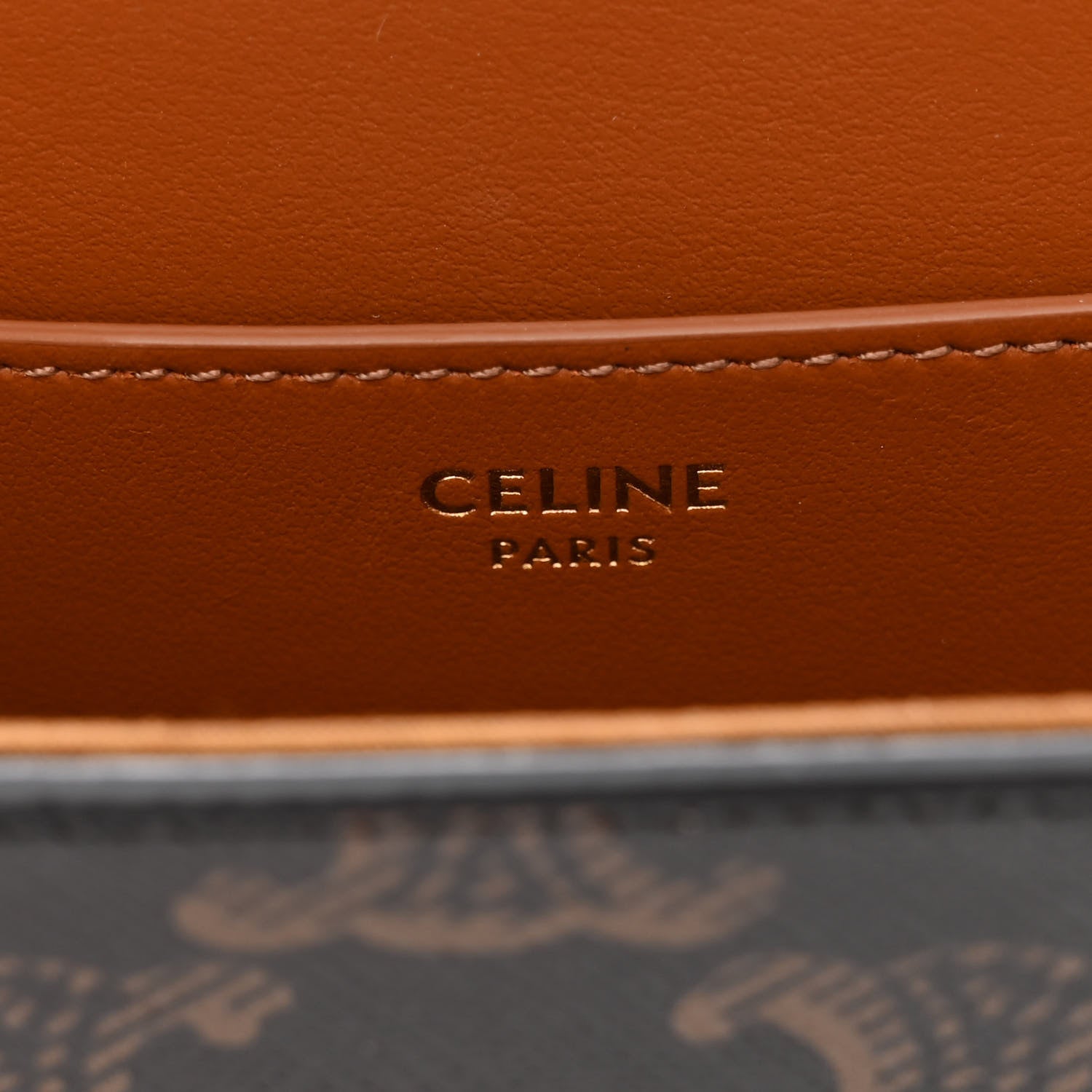 Celine Triomphe Canvas Calfskin Tabou Clutch on Strap Tan 6 of 9