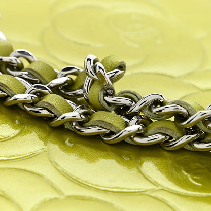 Chanel Patent Camellia Embossed Wallet on Chain WOC Green 14 of 14