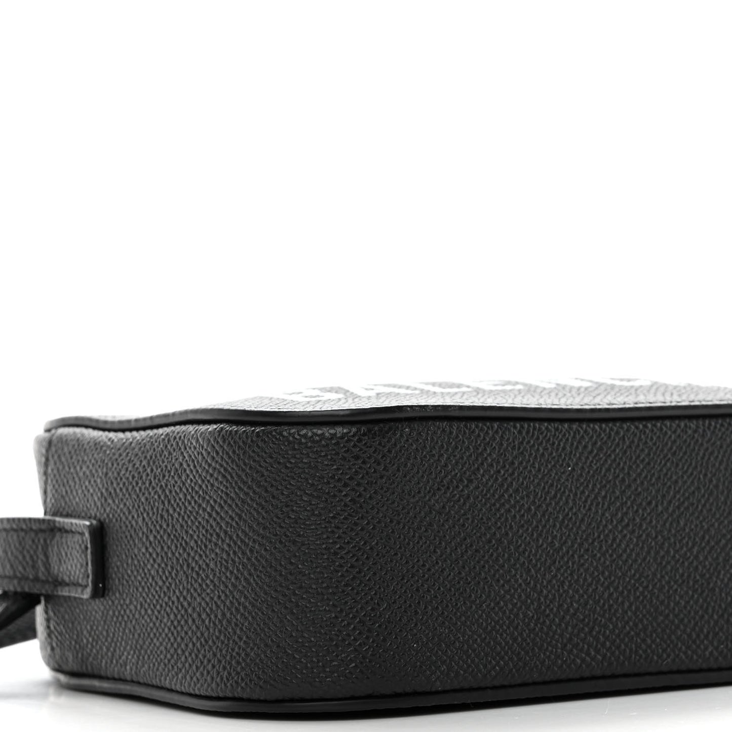 Signature Grained Calfskin Logo XS Ville Camera Bag Black White
