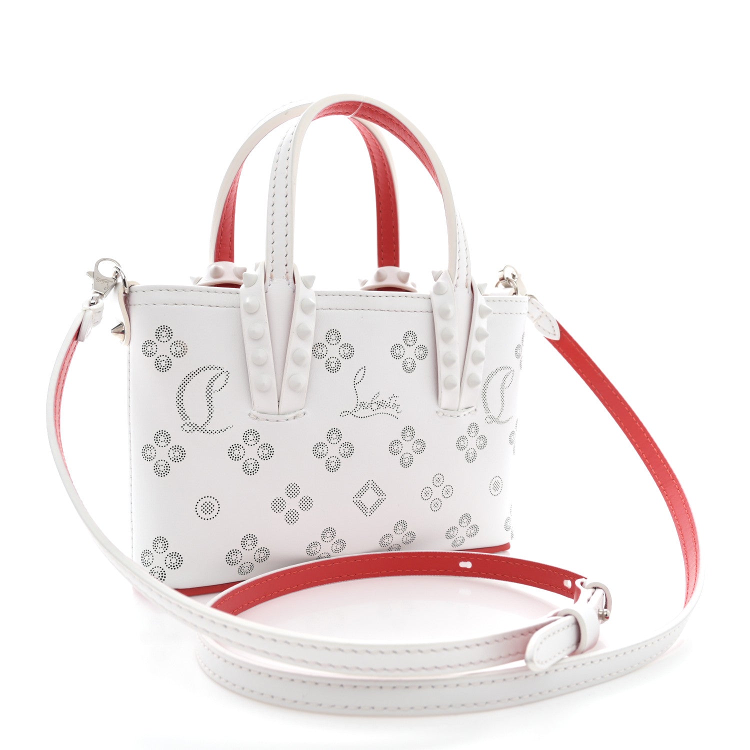 Christian Louboutin Calfskin Loubinthesky Nano Cabata Tote White 3 of 10