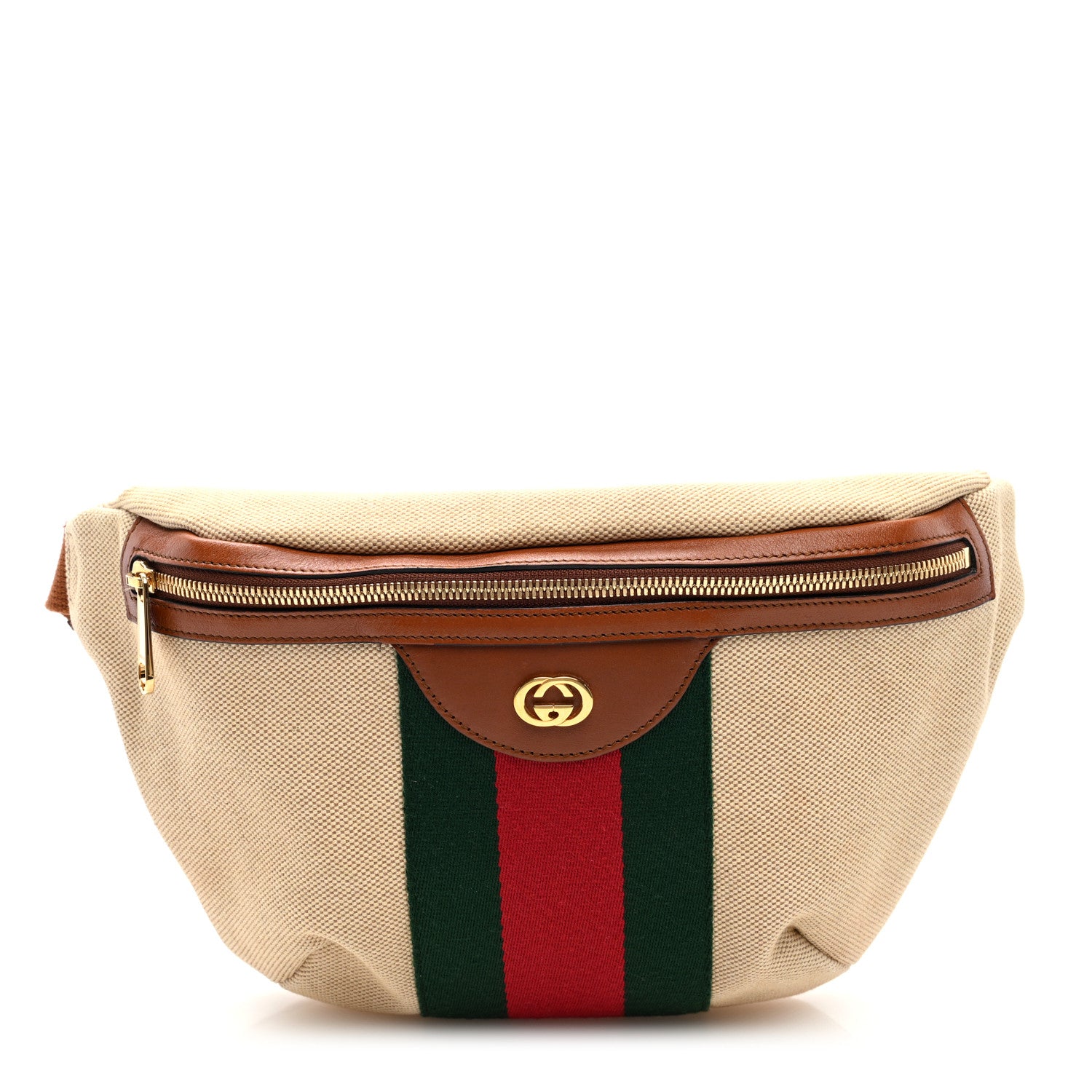 Gucci Vintage Canvas Web Belt Bag Sand Cuir 1 of 10