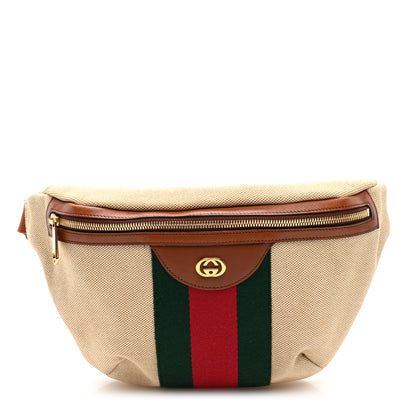Gucci Vintage Canvas Web Belt Bag Sand Cuir 1 of 10