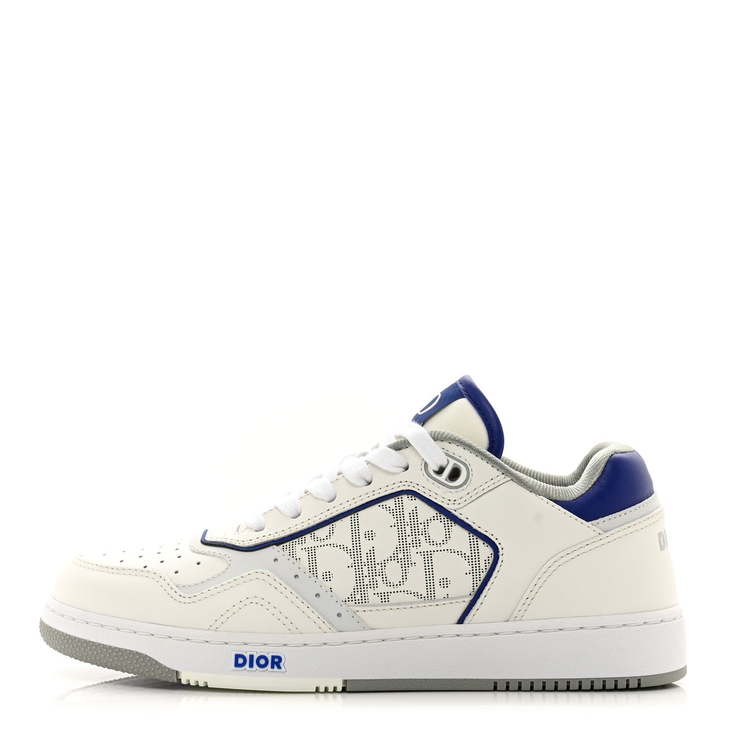 Smooth Calfskin Oblique Galaxy Perforated Mens B27 Mid Top Sneakers 38 White Grey