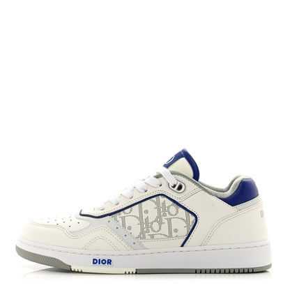 Christian Dior Smooth Calfskin Oblique Galaxy Perforated Mens B27 Mid Top Sneakers 38 White Grey 1 of 10