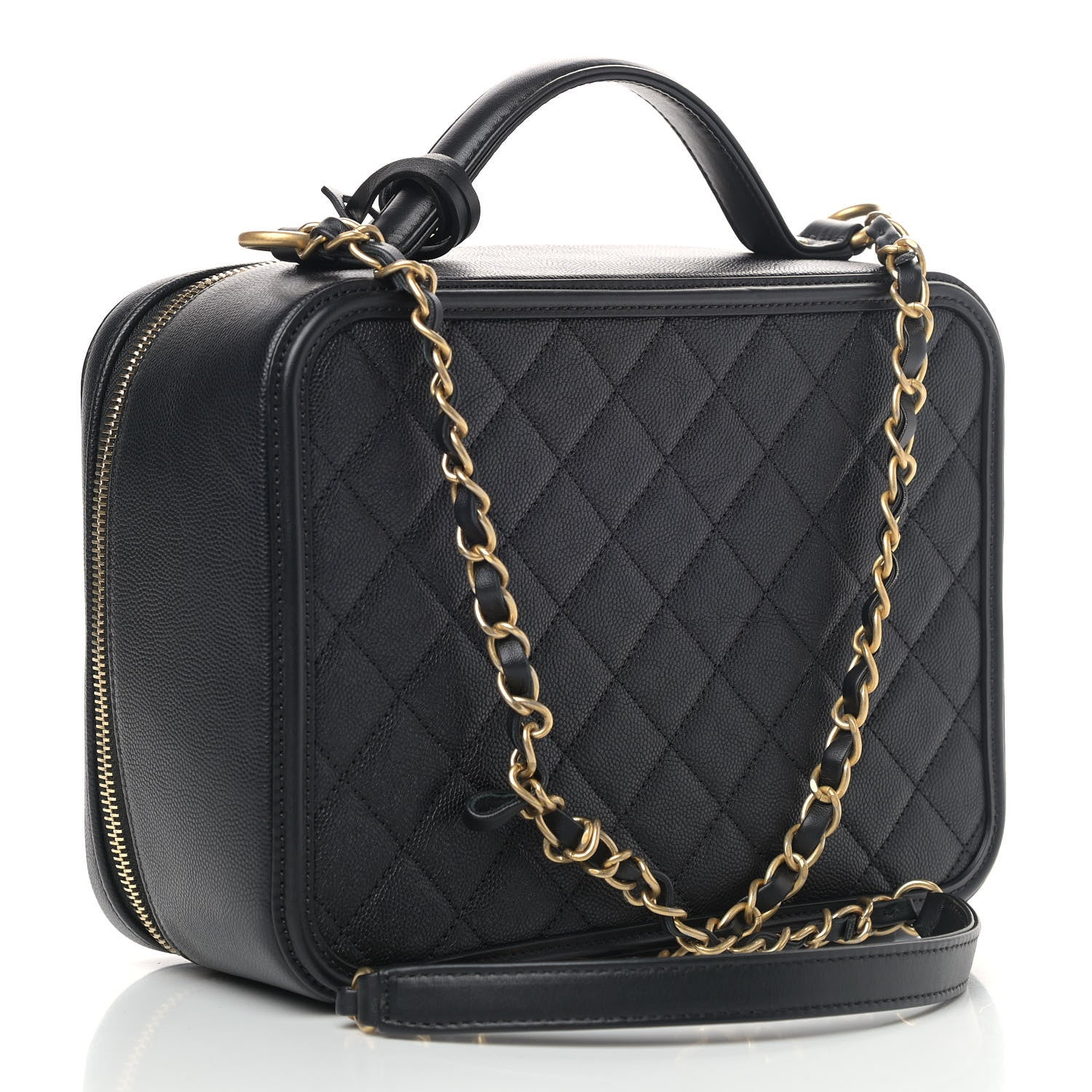 Chanel Caviar Quilted Large CC Filigree Vanity Case Black 3 of 11