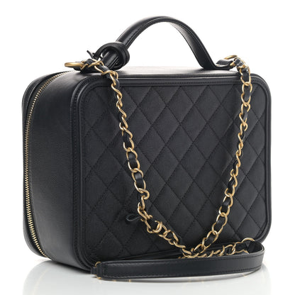 Chanel Caviar Quilted Large CC Filigree Vanity Case Black 3 of 11