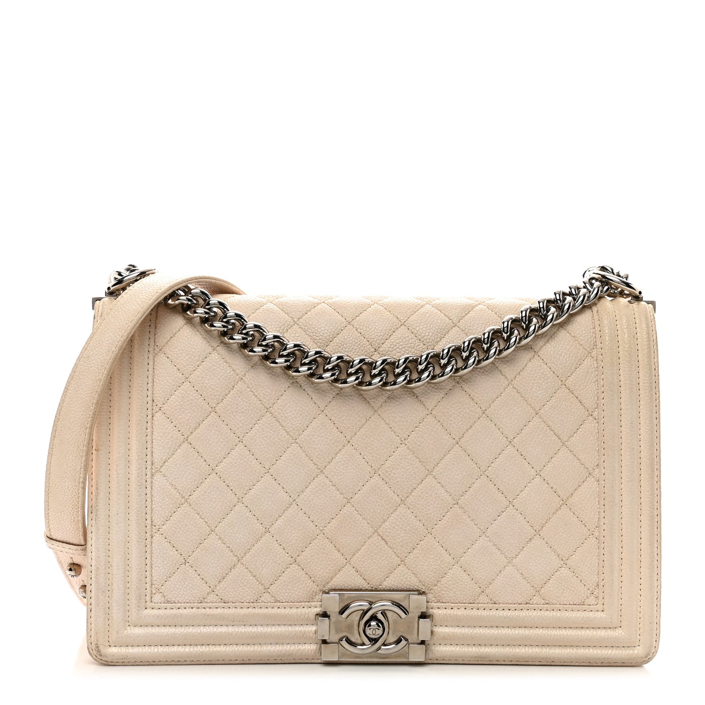 Caviar Quilted New Medium Boy Flap White
