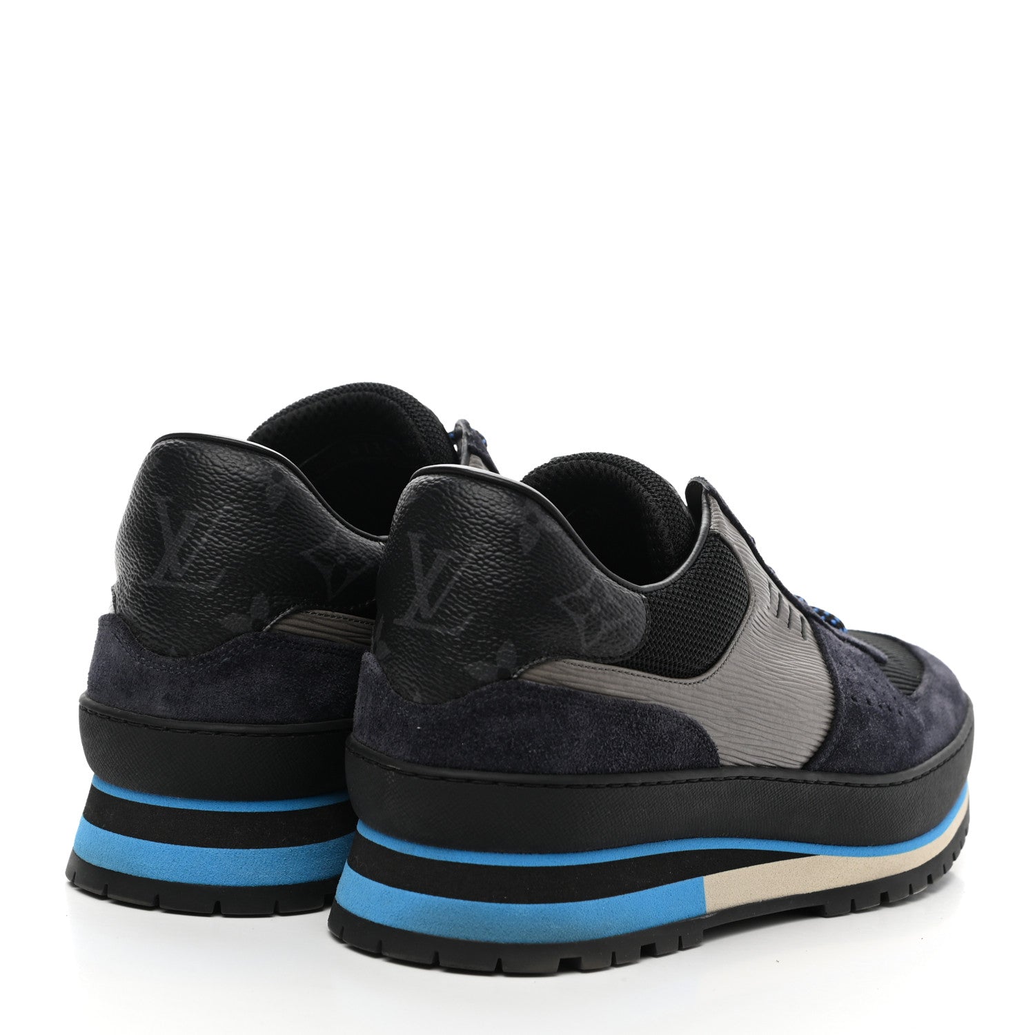 Louis Vuitton Suede Monogram Eclipse Mens Harlem Sneakers 8 Navy Blue 4 of 10