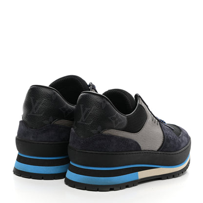 Louis Vuitton Suede Monogram Eclipse Mens Harlem Sneakers 8 Navy Blue 4 of 10