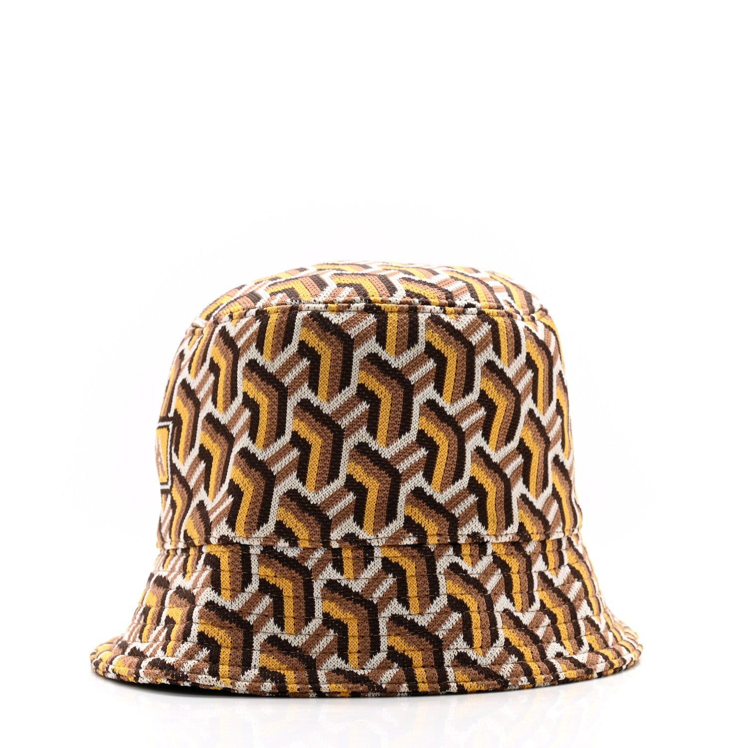Prada Shetland Chevron Racing Logo Womens Bucket Hat S Brown Multicolor 3 of 8