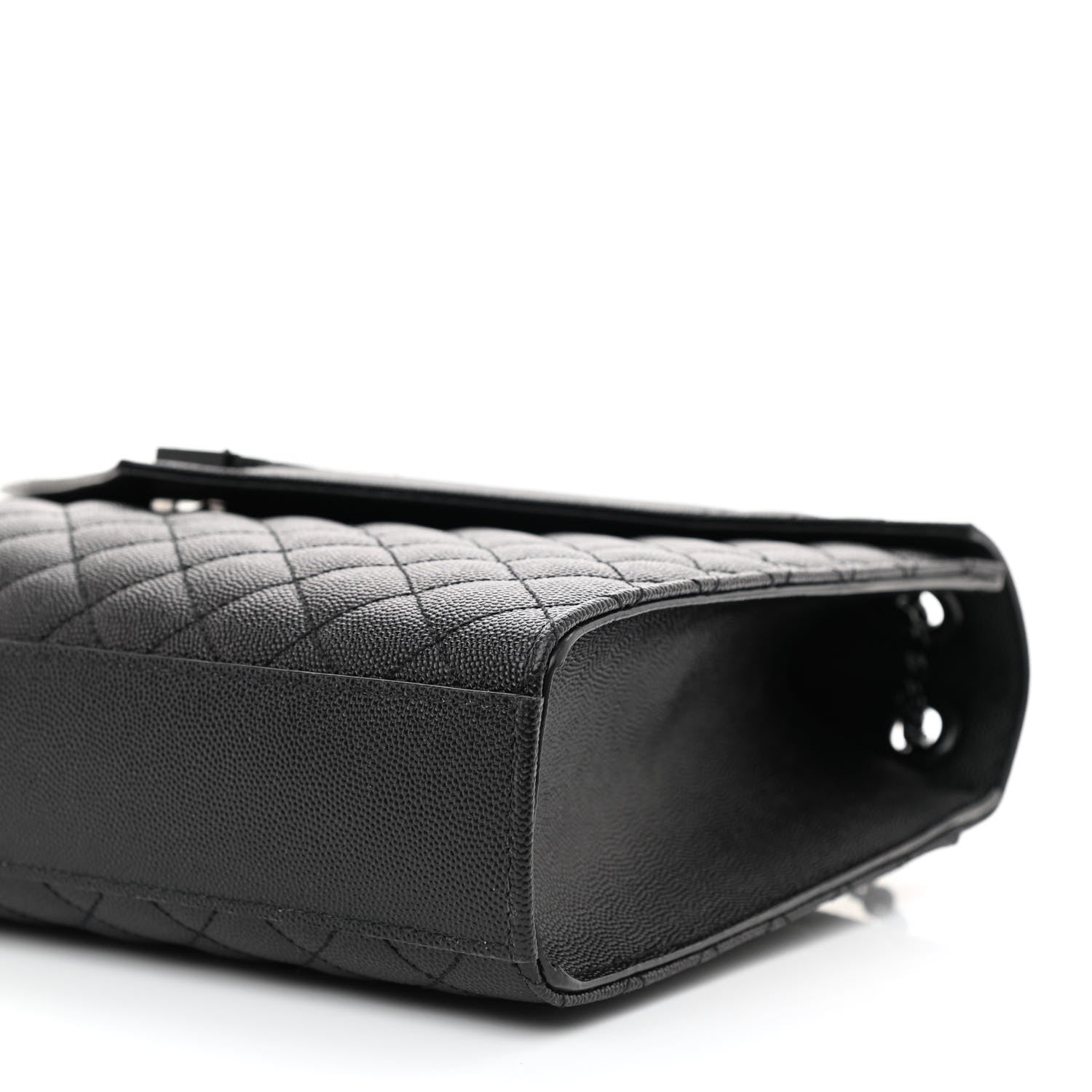 Saint Laurent Grain De Poudre Textured Mixed Matelasse Large Triquilt Monogram Monochrome Satchel Black 8 of 8