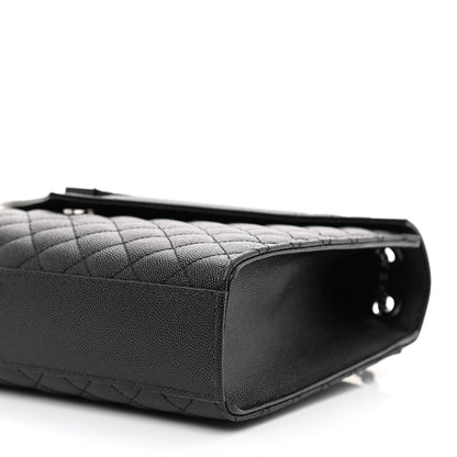 Saint Laurent Grain De Poudre Textured Mixed Matelasse Large Triquilt Monogram Monochrome Satchel Black 8 of 8