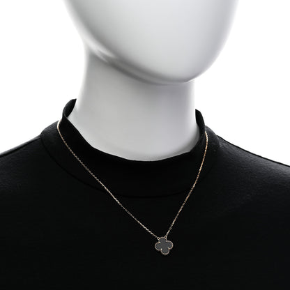 Van Cleef & Arpels 18K Yellow Gold Black Onyx Vintage Alhambra Pendant Necklace 2 of 6