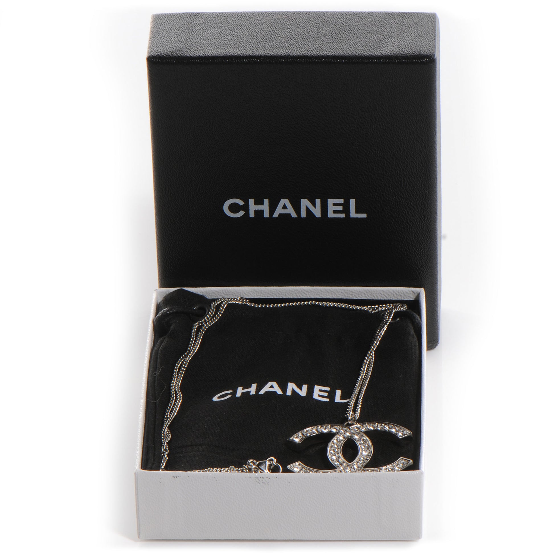 Chanel Crystal CC Long Necklace Silver 5 of 5