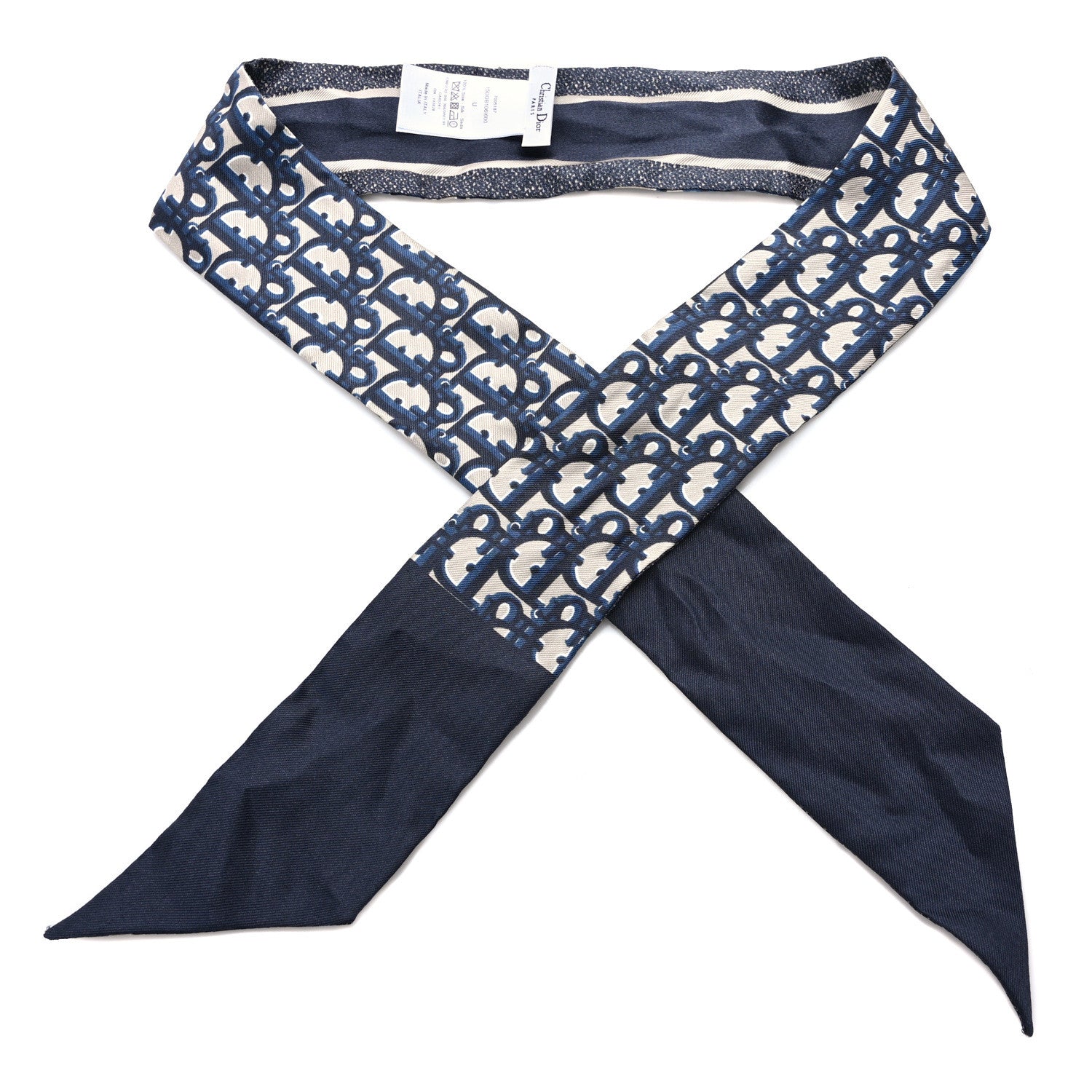 Christian Dior Silk Oblique Mitzah Scarf Blue 1 of 4