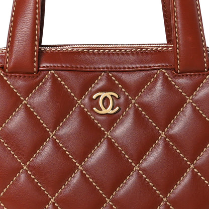 Chanel Calfskin Wild Stitch Vertical Top Handle Bag Brown 9 of 12