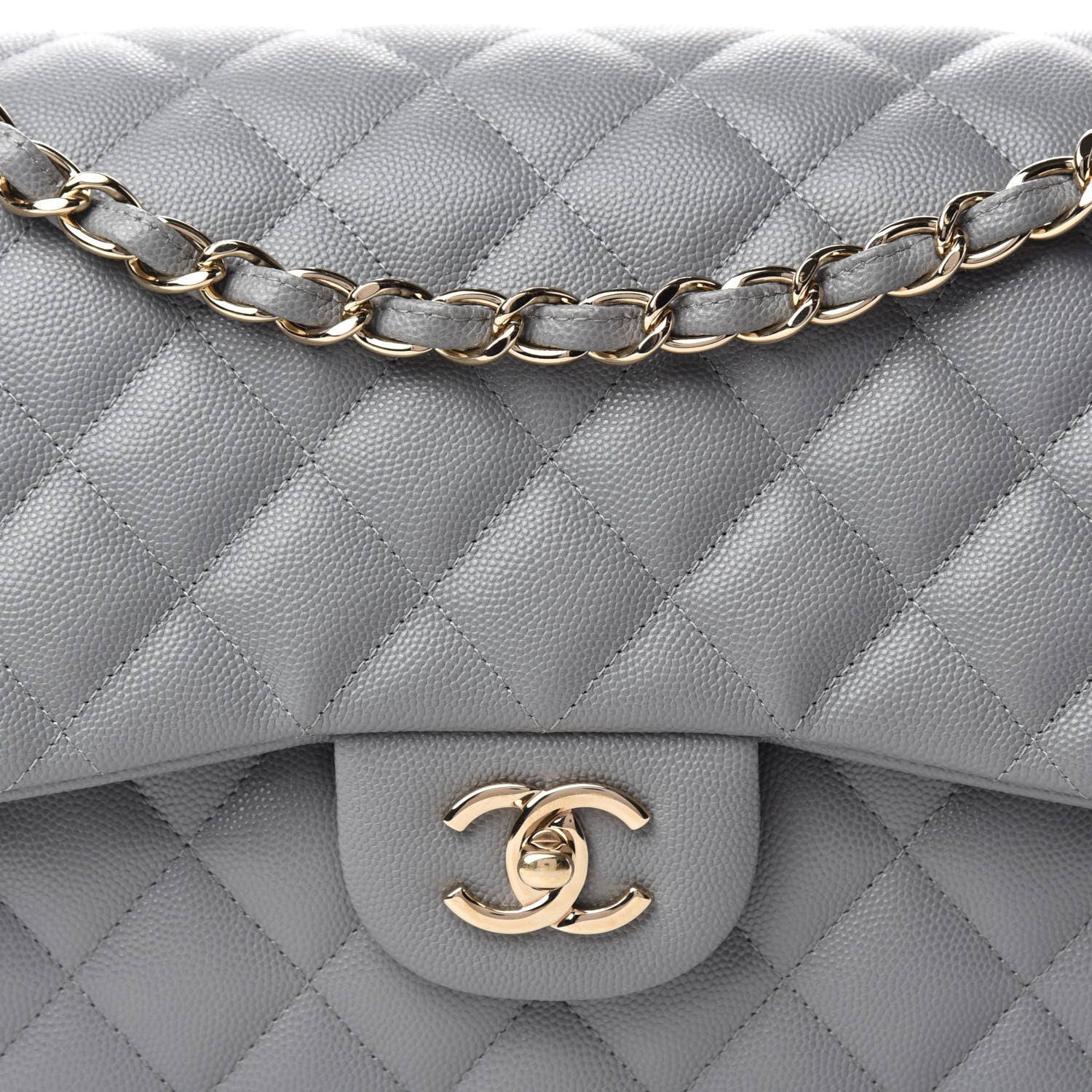 Chanel Caviar Quilted Jumbo Double Flap Grey 10 of 10