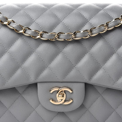 Chanel Caviar Quilted Jumbo Double Flap Grey 10 of 10