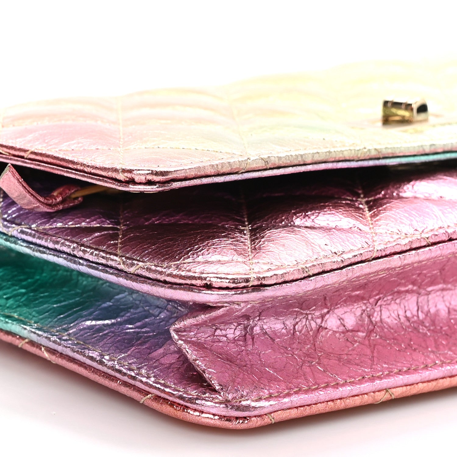 Chanel Metallic Goatskin Quilted 2.55 Reissue Wallet on Chain WOC Multicolor 10 of 12